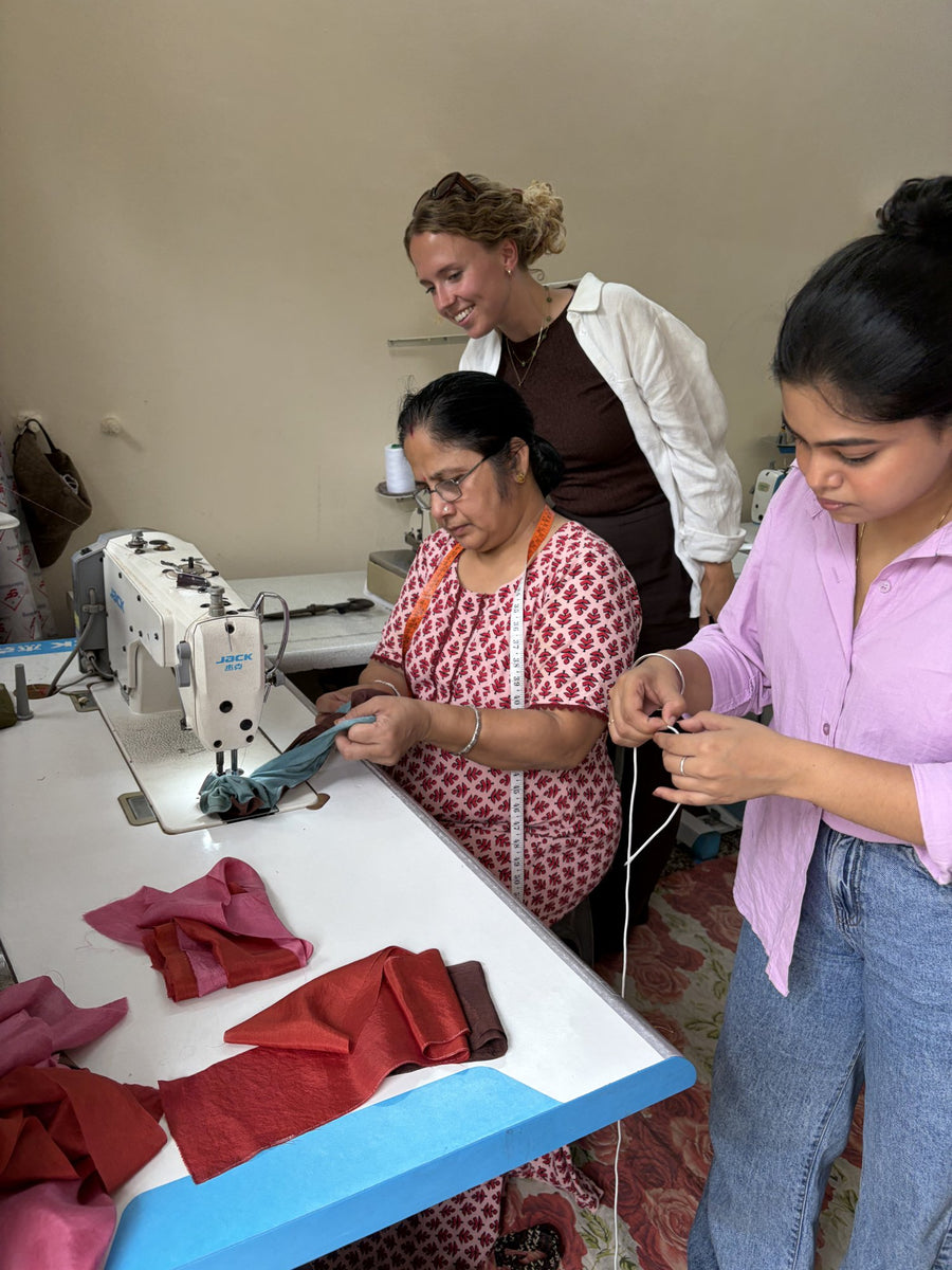 Sewing scrunchies with the makers at Ecoshi